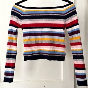 Kendall&Kylie Striped Off-the-Shoulder Sweater S